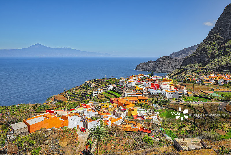 西班牙加那利群岛戈梅拉岛的阿古洛村图片素材