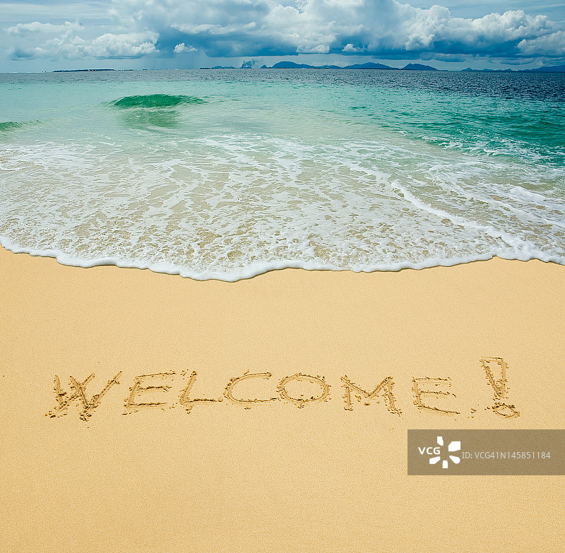 沙滩欢迎标语图片素材