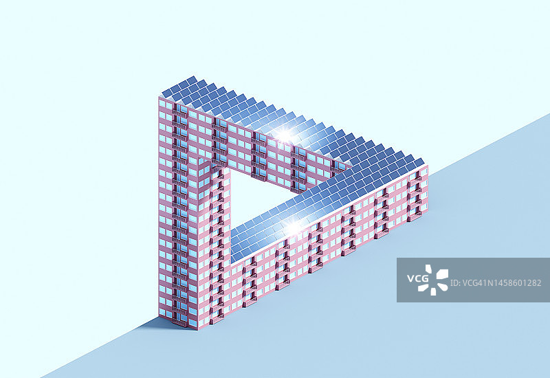 特殊建筑屋顶上的太阳能电池板图片素材
