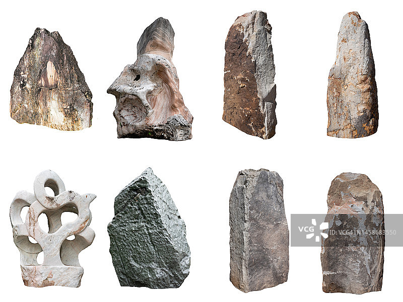 白色背景上分离的天然石材大理石图片素材