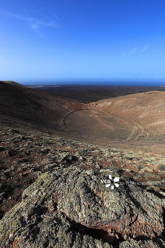 西班牙兰萨罗特岛蒂曼法亚国家公园蒙大拿卡尔德拉塔地区死火山图片素材