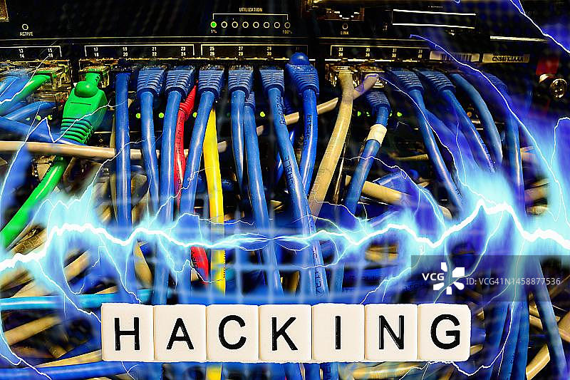 网络安全、网络攻击、计算机犯罪、IT攻击、能源经济、核电站、数据盗窃、间谍活动、恶意软件、网络钓鱼、密码、DDoS攻击等网络风险的象征性图像图片素材