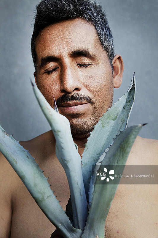 男子和植物图片素材