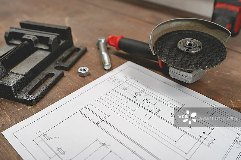 工作室中的工具特写图片素材