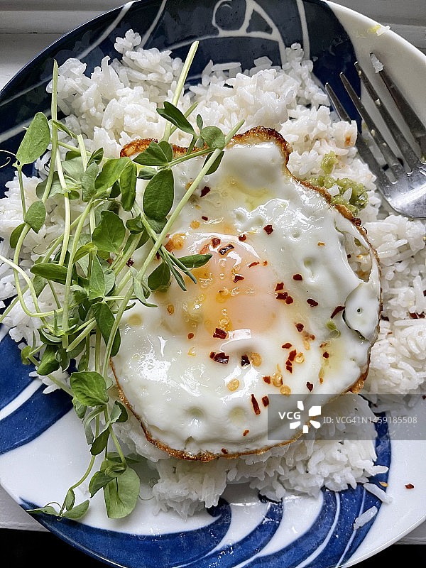碗里的米饭煎蛋图片素材