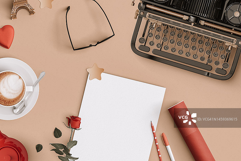 女性复古风博主书桌图片素材