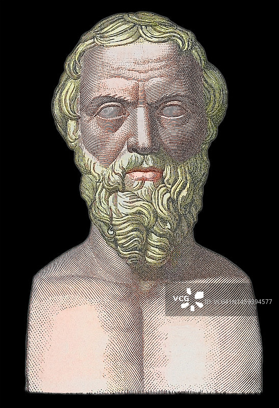 希罗多德（公元前484-前425年）雕塑：一位来自希腊哈利卡纳苏斯的希腊历史学家和地理学家图片素材