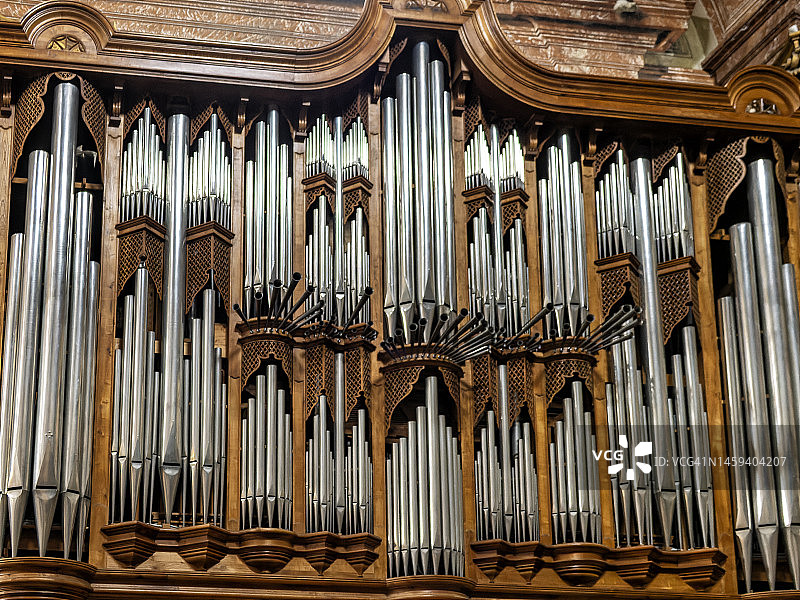 罗马天使与殉教者圣母大殿的管风琴特写图片素材