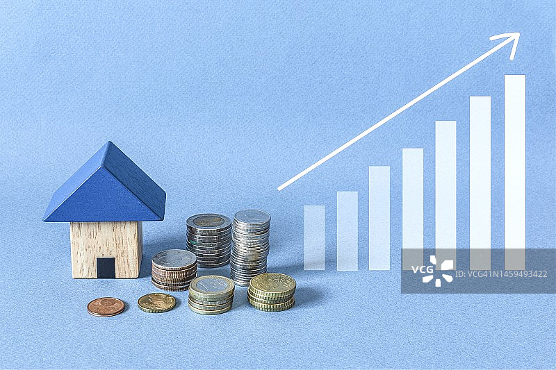 增长成功概念：概念性商业金融增长图表静物，家庭商业增长图片素材