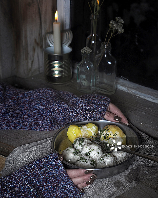 奶油酱挪威鱼丸图片素材