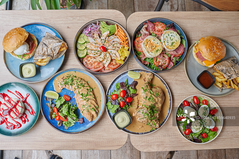 法国、意大利和美国菜肴集锦图片素材