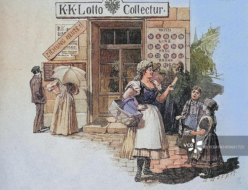 维也纳彩票收据办公室（1897年，奥地利，历史资料数字化修复，原始日期未知）图片素材