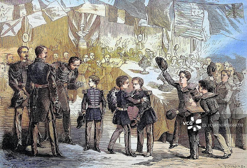 皇室王子拿破仑·欧仁·路易·让·约瑟夫·波拿巴前往瑟堡之旅（1869年，法国）图片素材