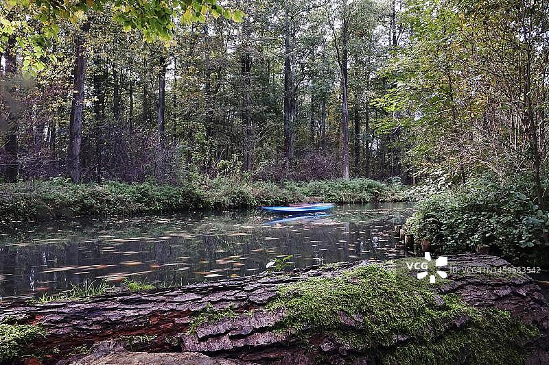 秋季施普雷瓦尔德的独木舟之旅，勃兰登堡，德国图片素材