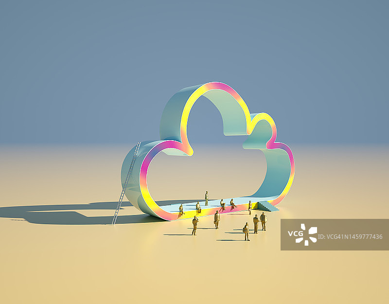 人们聚集在云附近图片素材