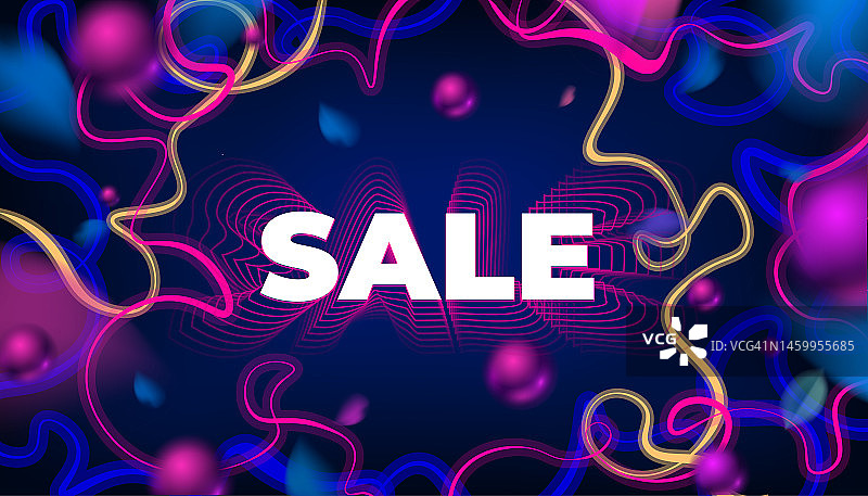 深蓝色和粉色霓虹促销海报图片素材