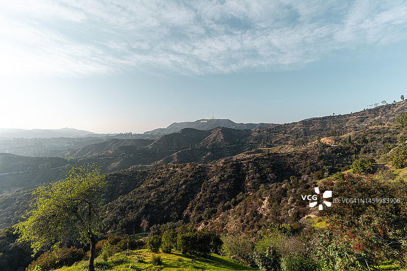 美国洛杉矶好莱坞山日间景色图片素材