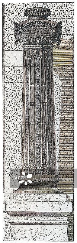 耶路撒冷圣殿的青铜柱古老插图图片素材