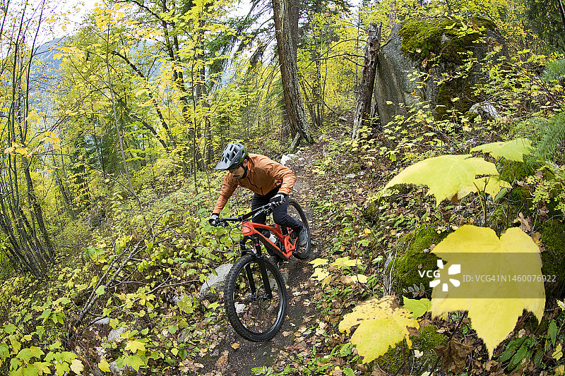 秋日山地自行车骑行图片素材