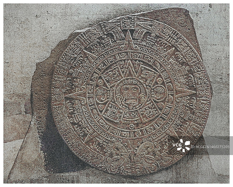 阿兹特克历法雕刻古图图片素材