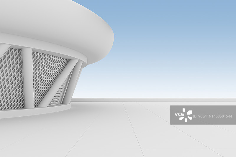 2.5D渲染：白色模型体育馆空间图片素材