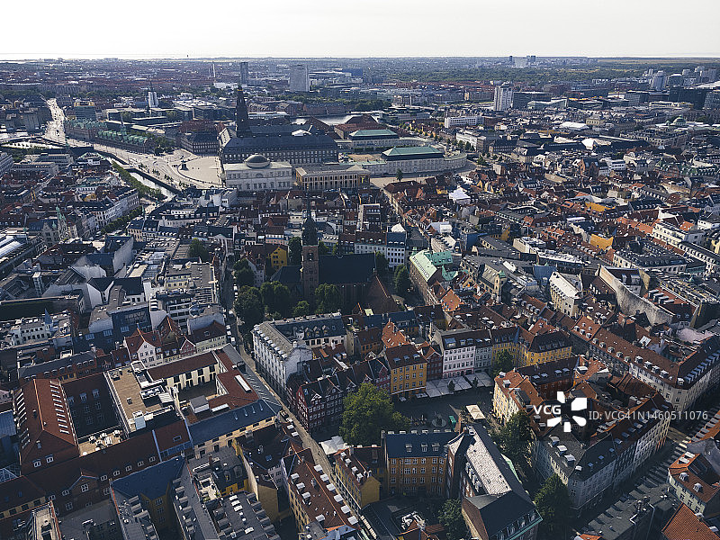 哥本哈根城市景观：诺尔波特、大教堂和克里斯蒂安堡宫图片素材