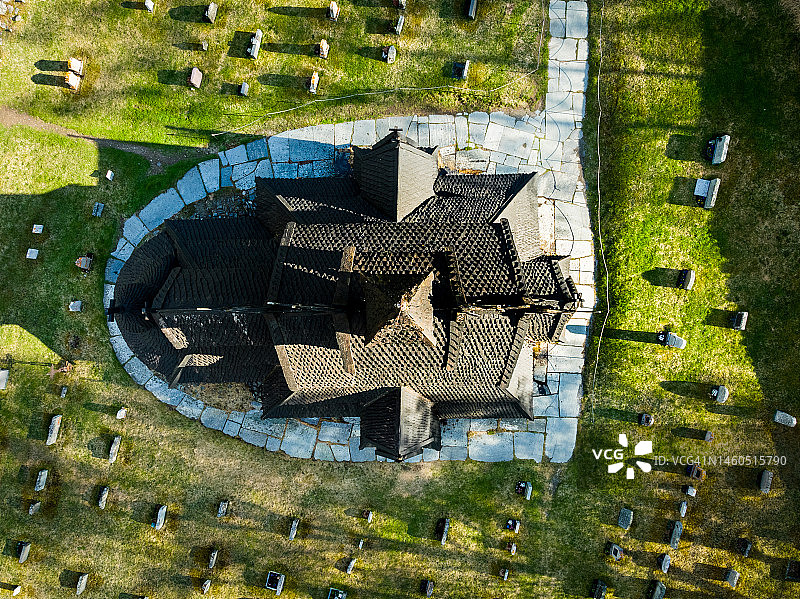 博尔贡木板教堂俯视图图片素材