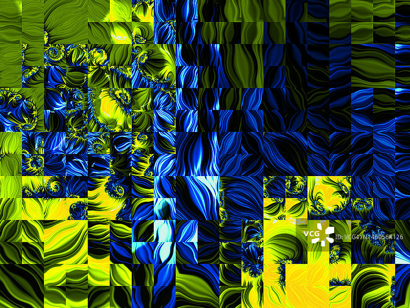 绿色蓝色几何形状中古拼贴抽象背景图片素材