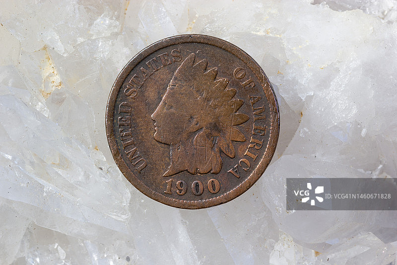 1900年印第安头像美分硬币正面 - 收藏家和钱币学家的复古硬币图片素材