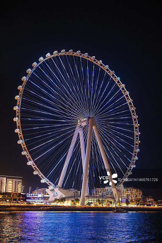 迪拜蓝水岛上的世界最大摩天轮：迪拜眼图片素材