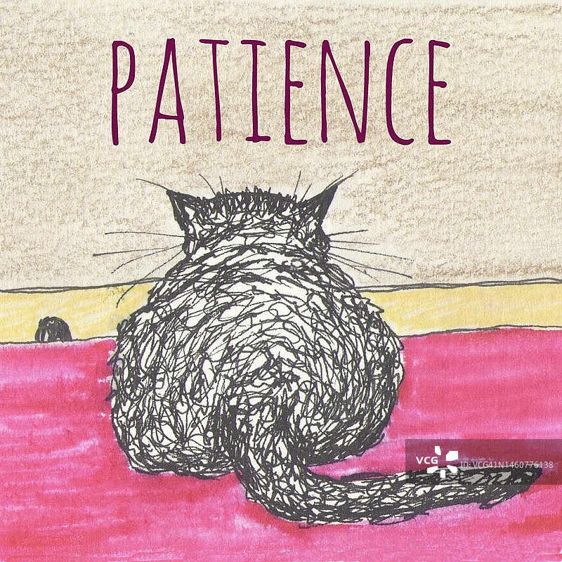 猫咪在踢脚板的鼠洞旁耐心等待图片素材