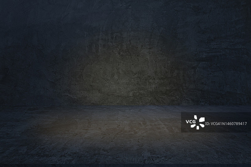 深色混凝土桌子，背景为深色混凝土墙图片素材
