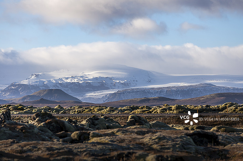 火山景观和冰川，冰岛图片素材