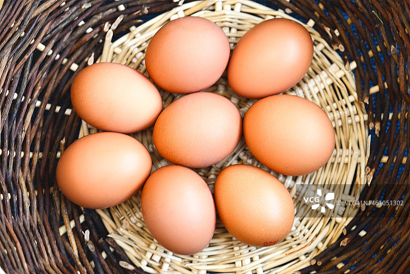 篮子里的8个散养鸡蛋图片素材