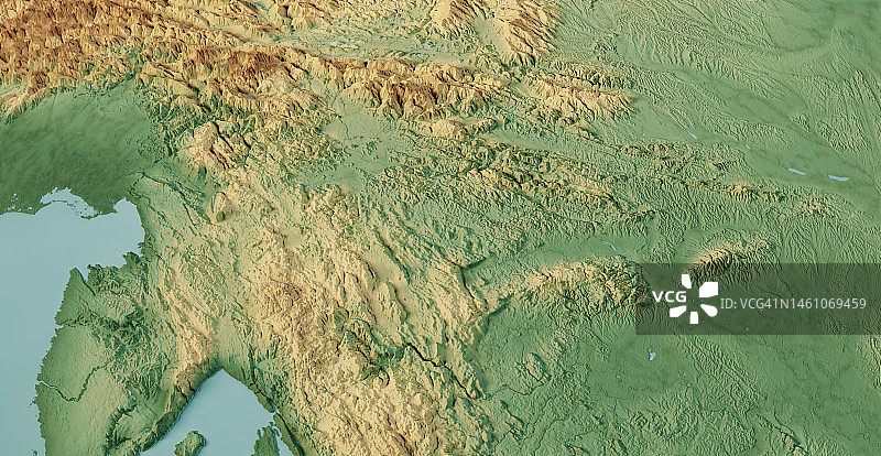 斯洛文尼亚地形图3D视图彩色图片素材