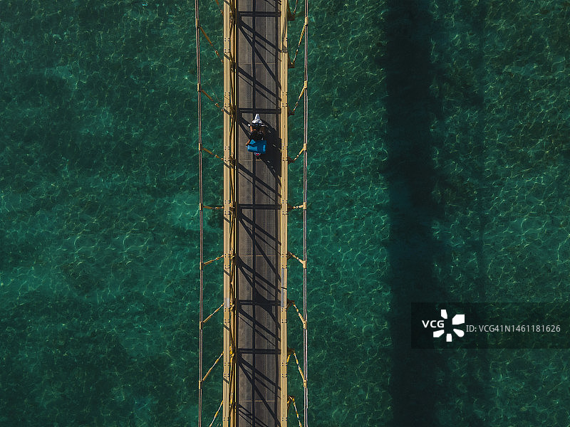 印度尼西亚蓝梦岛悬索桥航拍图片素材