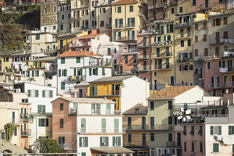 五渔村的彩色房屋图片素材