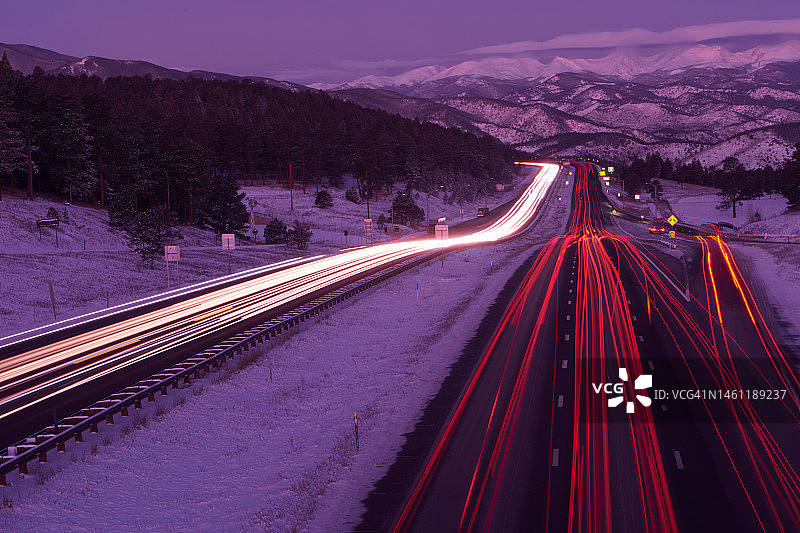 I-70与科罗拉多落基山脉图片素材