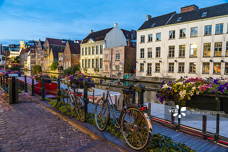 傍晚的比利时根特图片素材