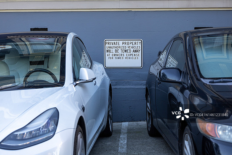 加利福尼亚州旧金山的私人财产停车位图片素材