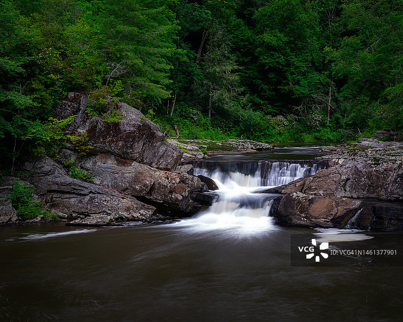 美国北卡罗来纳州林维尔瀑布森林风光图片素材