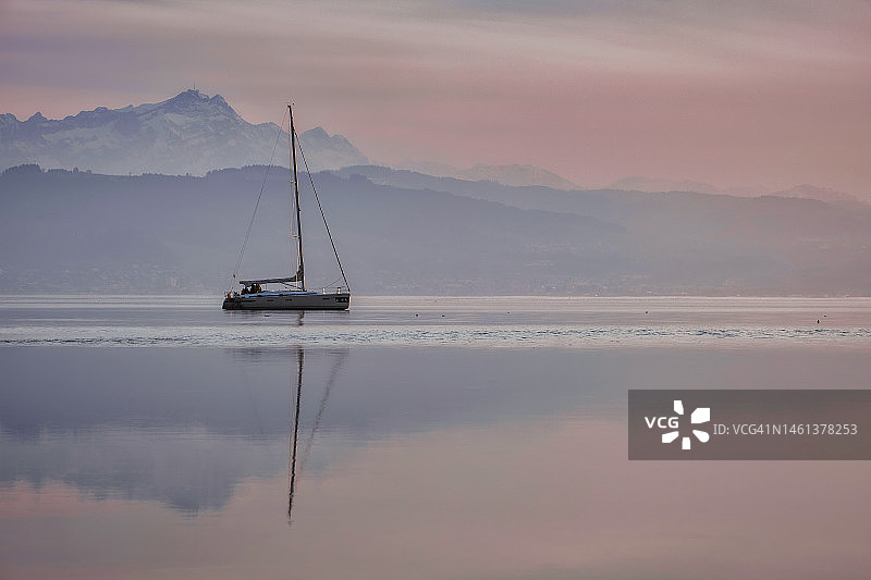 德国朗根阿尔根日落时分海景图片素材