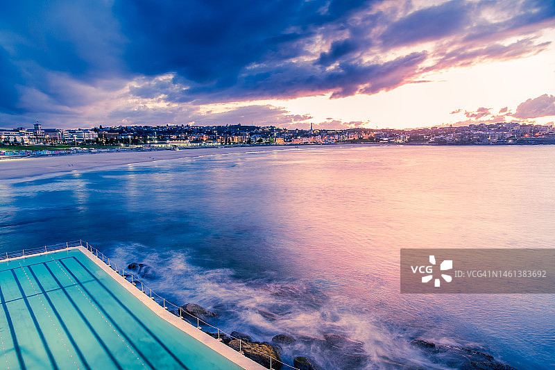 澳大利亚新南威尔士邦迪海滩日落美景图片素材