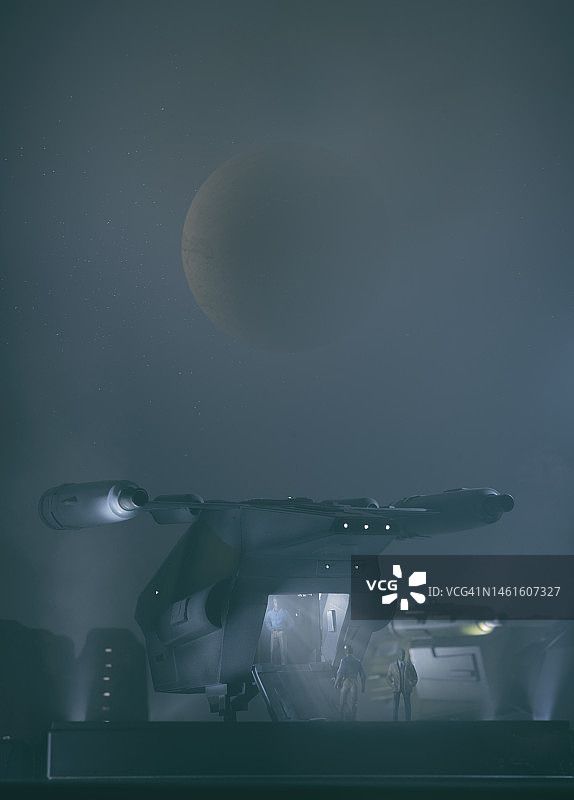 未来太空站的小型货运飞船图片素材