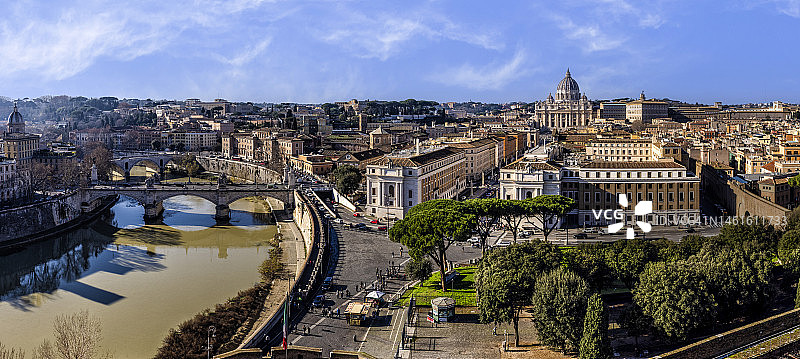 高空俯瞰意大利罗马城市天际线图片素材