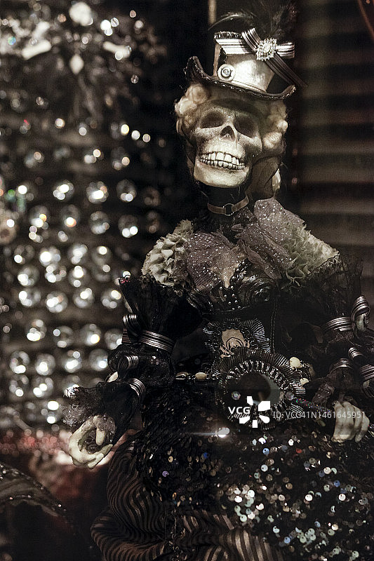 带有珠宝和骷髅头的万圣节装饰品图片素材