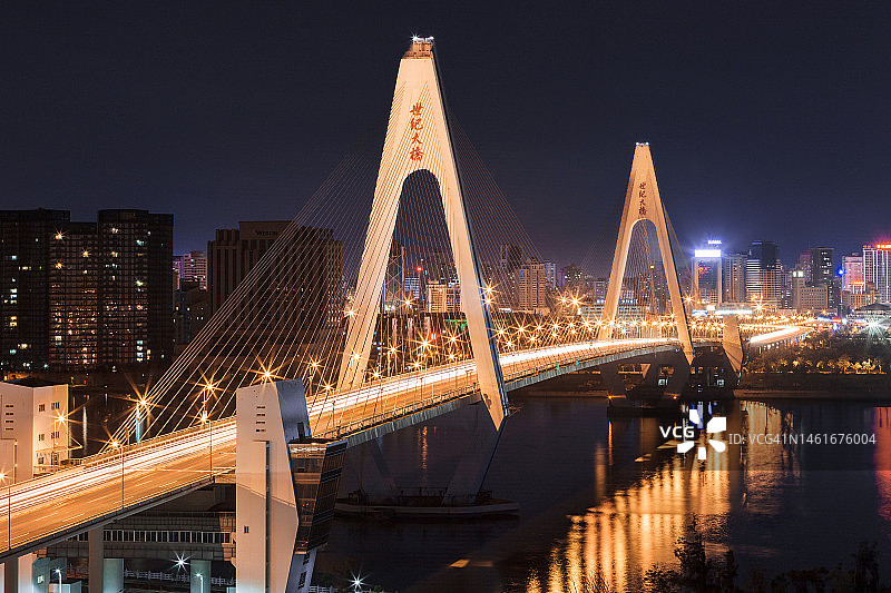 海口世纪大桥夜景图片素材