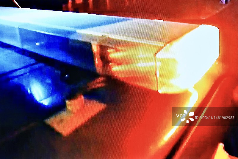 警车灯光特写 - 事故现场图片素材