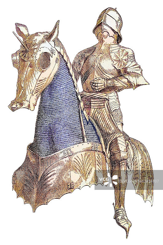 15世纪德国盔甲古版画图片素材