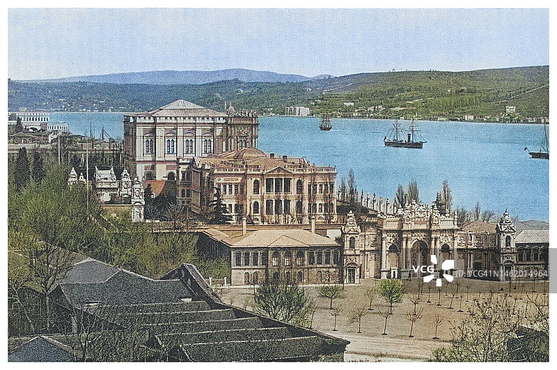 土耳其伊斯坦布尔多尔马巴赫切宫古版画图片素材